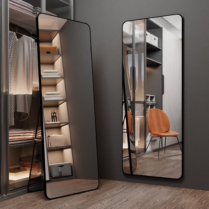 Black rectangular aluminum floor Mirror 114416 - SHAGHAF HOME