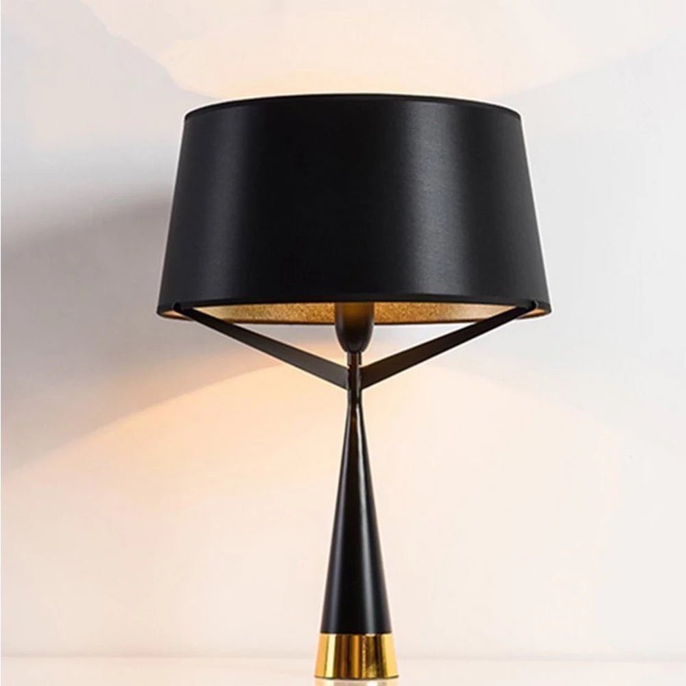 Black with gold lampshade table lamp - SHAGHAF HOME