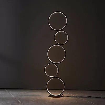 C5 Black LED Floor Lamp 5-Ring Novelty Dimmable Standing Lamp - SHAGHAF HOME