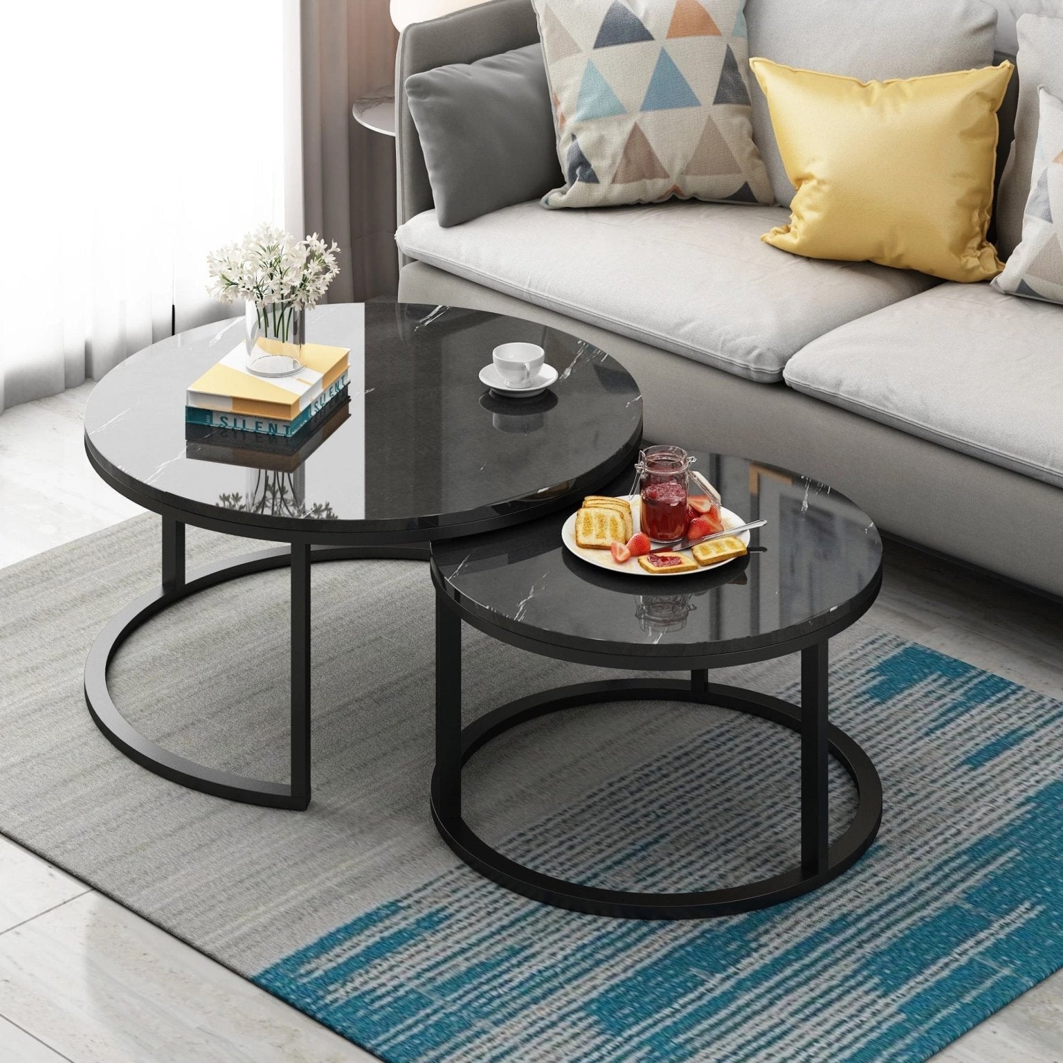 Cornoro marble coffee table set - SHAGHAF HOME