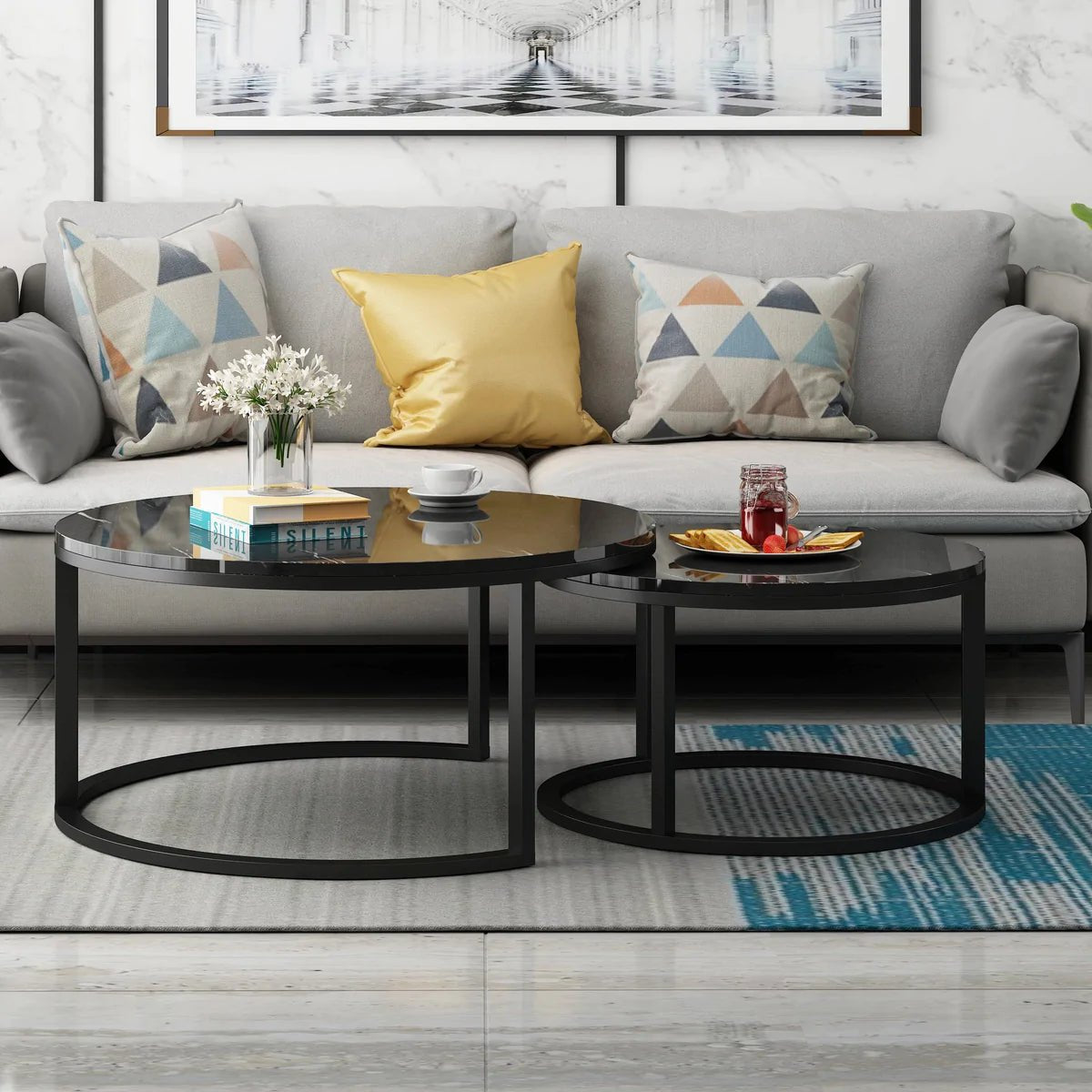 Cornoro marble coffee table set - SHAGHAF HOME