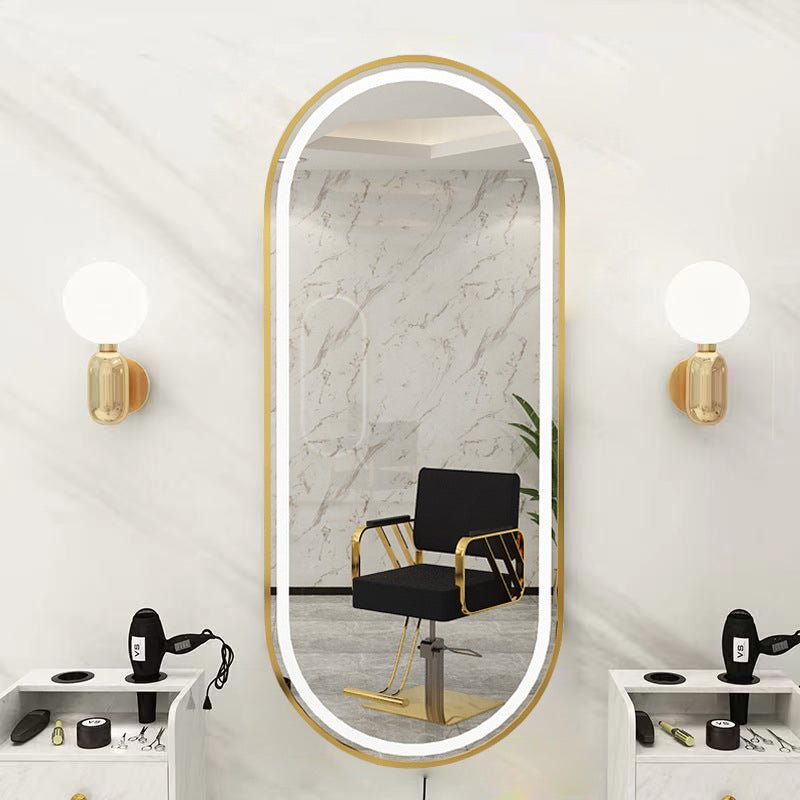 Gold frame oval LED mirror - SHAGHAF HOME