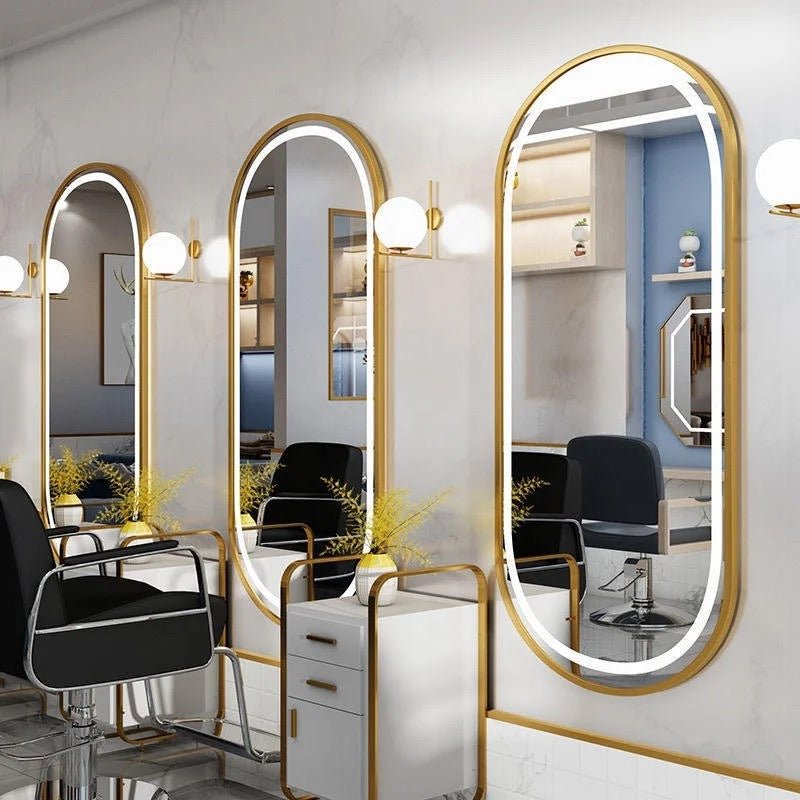 Gold frame oval LED mirror – SHAGHAF HOME