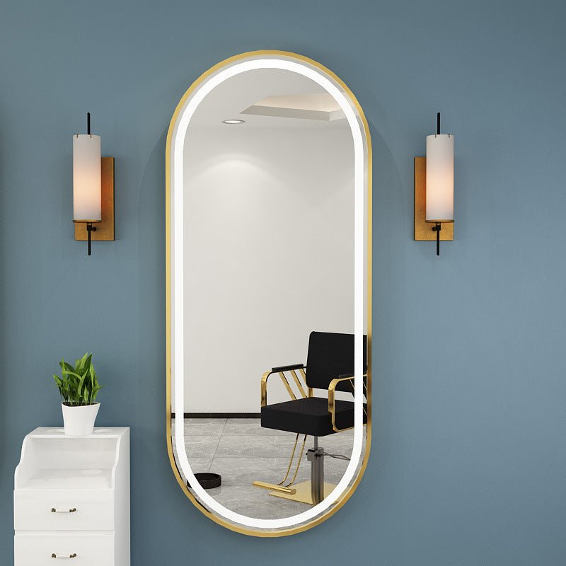Gold frame oval LED mirror - SHAGHAF HOME