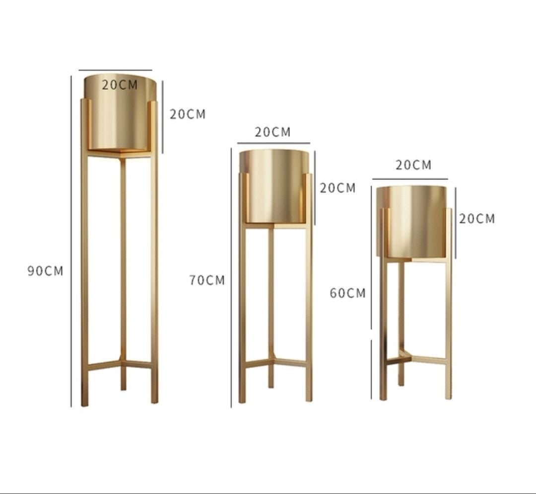 Gold metal plant stands set of 3 - SHAGHAF HOME