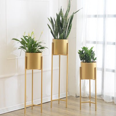 Gold metal plant stands set of 3 - SHAGHAF HOME