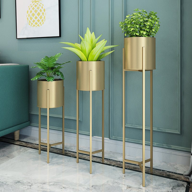 Gold metal plant stands set of 3 - SHAGHAF HOME