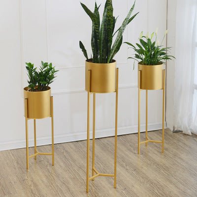 Gold metal plant stands set of 3 - SHAGHAF HOME