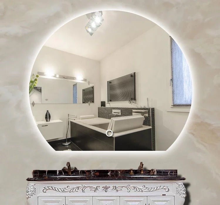 Half Moon Round Led Wall Mirror - SHAGHAF HOME