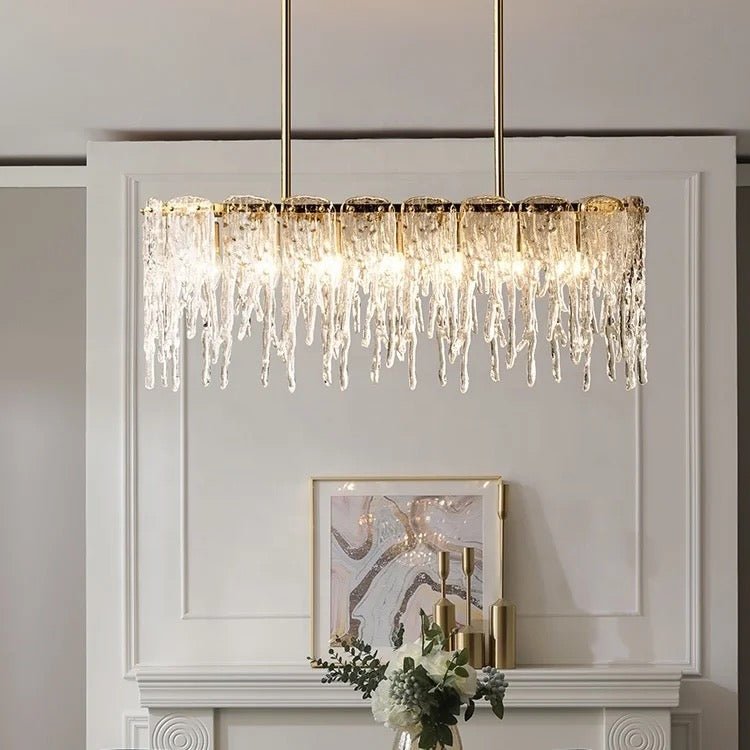 Icicle Shaped Glass Island Chandelier Lights Modern Living Room Hanging Pendant Lights - SHAGHAF HOME