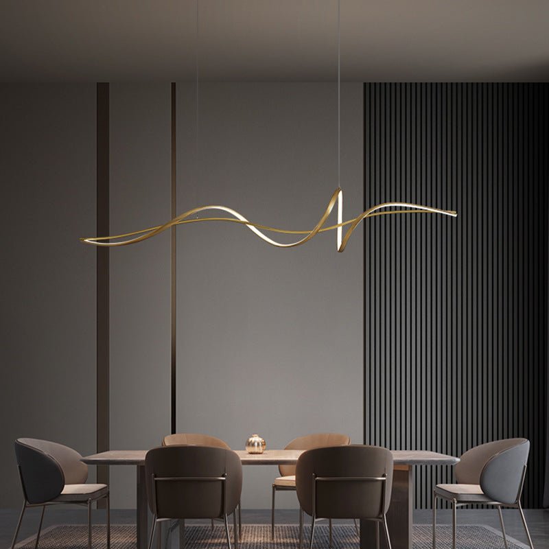 Line Art wavy pendant gold light - SHAGHAF HOME