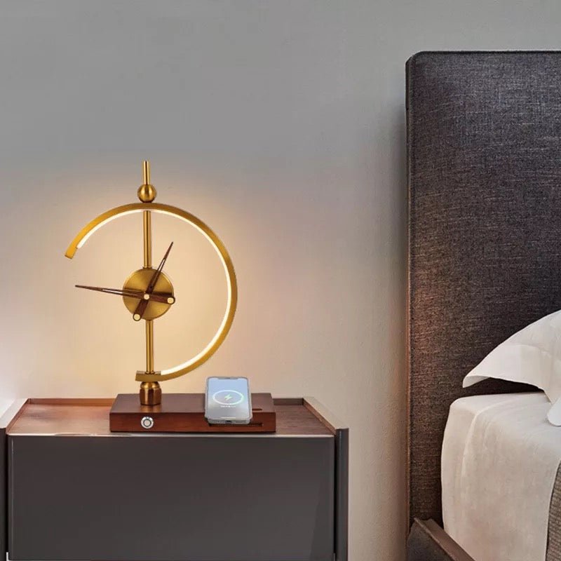 Luxury table clock with phone charger - SHAGHAF HOME