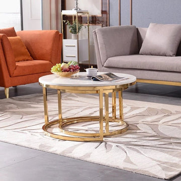 Gold and marble coffee table set sale