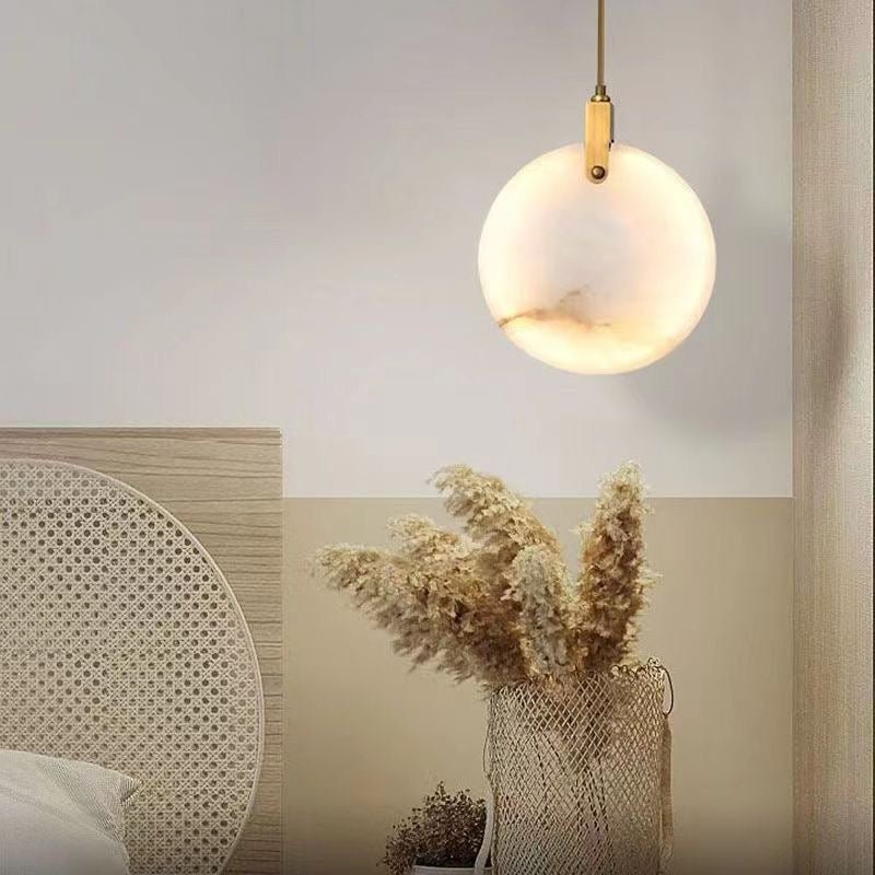 Marble texture round pendant light - SHAGHAF HOME