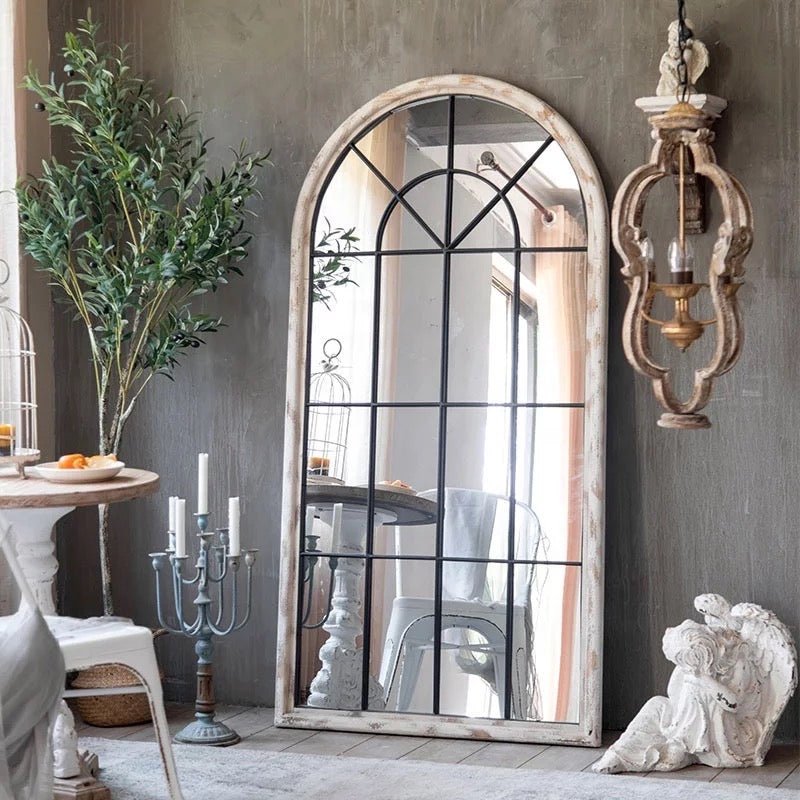 Med Century original wood arch Mirror - SHAGHAF HOME