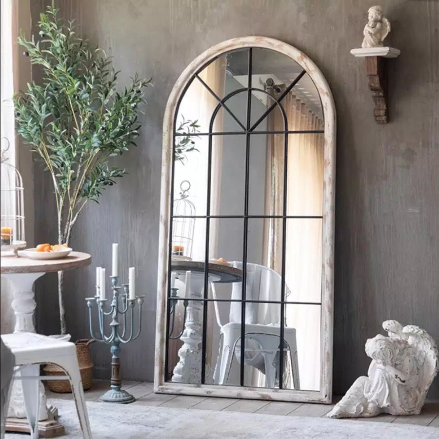 Med Century original wood arch Mirror - SHAGHAF HOME