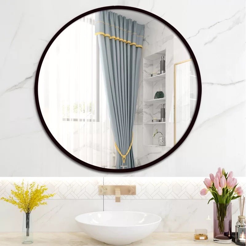 Medium Round Aluminum Black frame wall mirror 80x80 CM - SHAGHAF HOME
