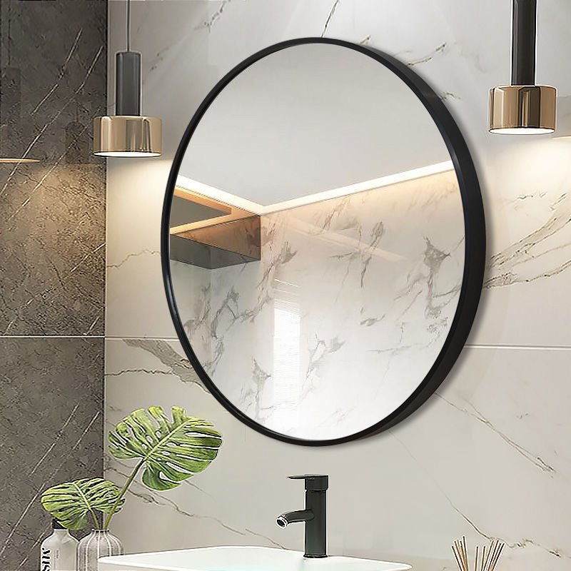 Medium Round Aluminum Black frame wall mirror 80x80 CM - SHAGHAF HOME