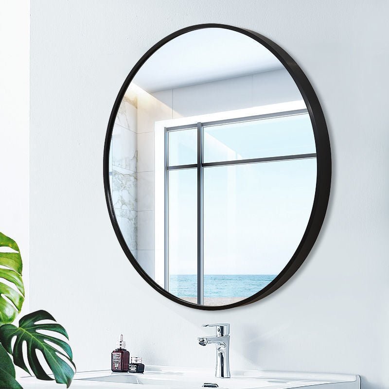 Medium Round Aluminum Black frame wall mirror 80x80 CM - SHAGHAF HOME