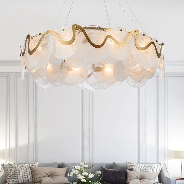 MODERN CLOUD GLASS LED PENDANT LIGHTS GOLD METAL LIVING - SHAGHAF HOME