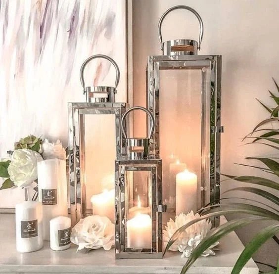 Silver Lanterns set for home decorating - SHAGHAF HOME