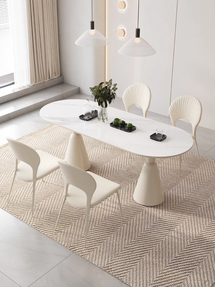 VALENTINA white dining table set (With 6 Chairs) - SHAGHAF HOME
