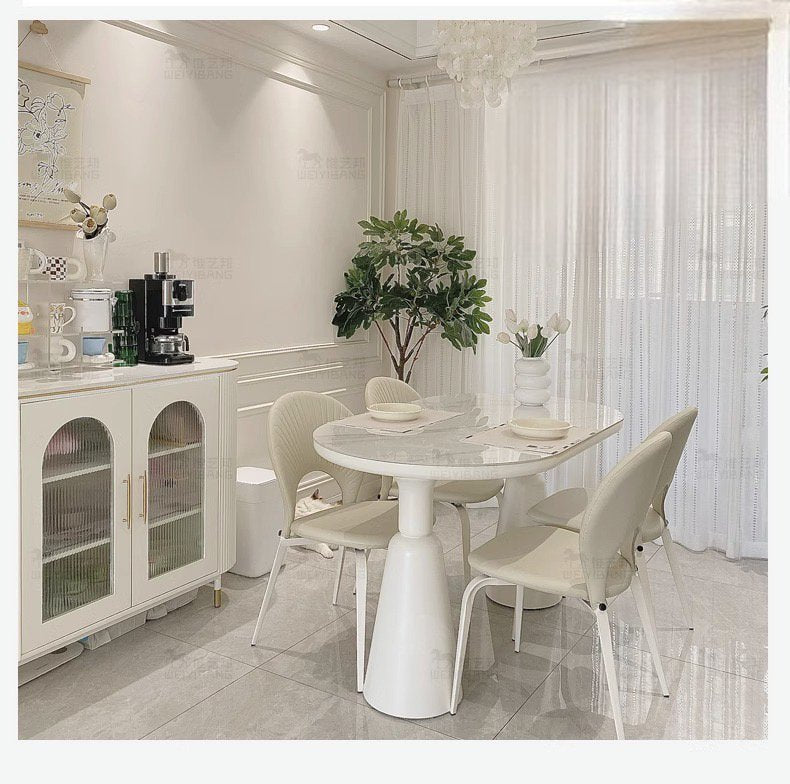 VALENTINA white dining table set (With 6 Chairs) - SHAGHAF HOME
